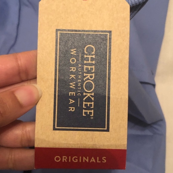 Cherokee Workwear Women's 3-Pocket Snap Front Scrub Jacket size small Ceil Blue - Picture 7 of 8